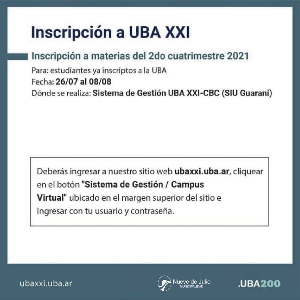 Se Abre La Inscripción Para El Segundo Cuatrimestre De UBA XXI | Cadena ...