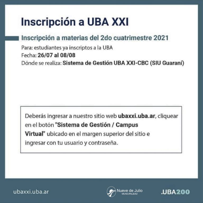 Se abre la inscripción para el segundo cuatrimestre de UBA XXI