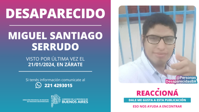 Se busca a un joven de 21 años desaparecido desde el 21 de enero