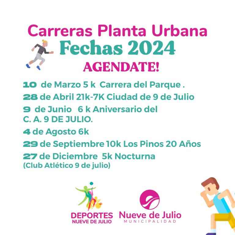 Se recuerda el calendario de las pruebas atléticas en planta urbana