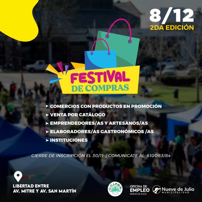 Convocatoria abierta: segunda edición del “Festival de Compras” en Nueve de Julio