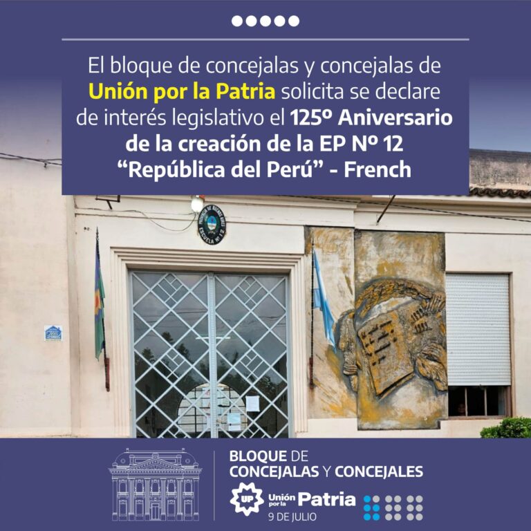 Unión por la Patria pide declarar de ‘Interés Legislativo’ el 125° Aniversario de la Escuela República del Perú de French